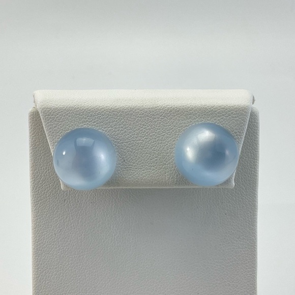 Vintage Jewelry - Vintage, Blue Moon Glow Earrings, Lucite, Studs, Mid Century Modern, Coquette